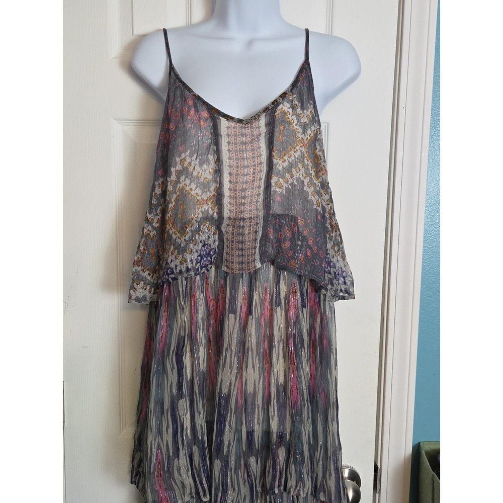 Anthropologie Josie Tiered Maxi Dress Sz 6 Meadow Rue Gypsy Boho Flowy Sparkle - Picture 4 of 14